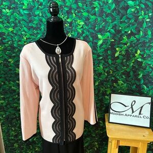 Misook Pink & Black Cardigan